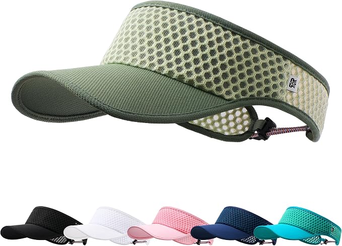 AUSFLUG Sun Visor Hat Men Women - Moisture Wicking Lightweight Sports Cap | Quick dry breathable mesh, adjustable ponytail strap, sun blocking for golf, tennis, pickleball, running, beach, hiking