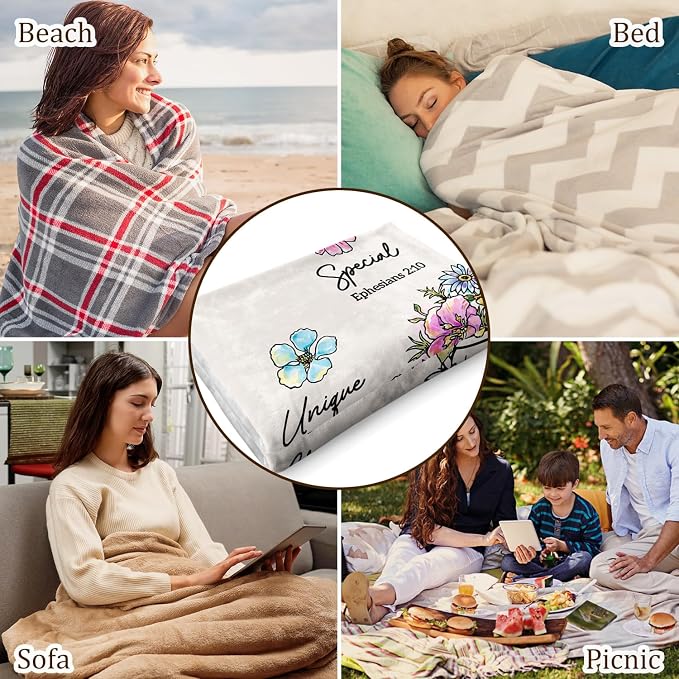 Christian Religious Gifts for Women, Christmas Birthday Gifts for Women | Baptism Communion Inspirational Catholic Faith Gifts for Sister Daughter Girls Her Mom Friend, Soft Throw Blankets 50''x 60''