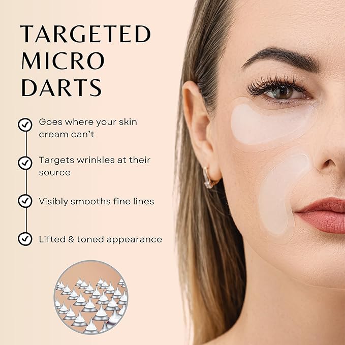 Anti-Wrinkle Micro Dart Patches with Niacinamide, Hyaluronic Acid, Vitamin C & Peptides - Under Eye Patches for Wrinkles, Crows Feet and Smile Lines - 4 Pairs