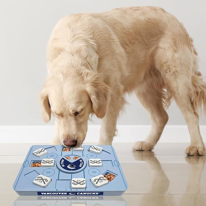 Pets First NHL Vancouver Canucks Large Puzzle Toy, New Size, Interactive Dog Treat & Slow Feeding Toy