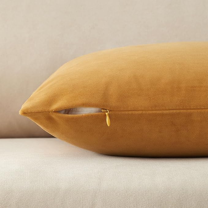 JUSPURBET 26x26 Decorative Velvet Throw Pillow Covers Cases Set of 2,Orange | Cozy Soft Cushion Covers with Invisible Zipper for Couch Sofa Bed Living Room Bedroom Home Decor