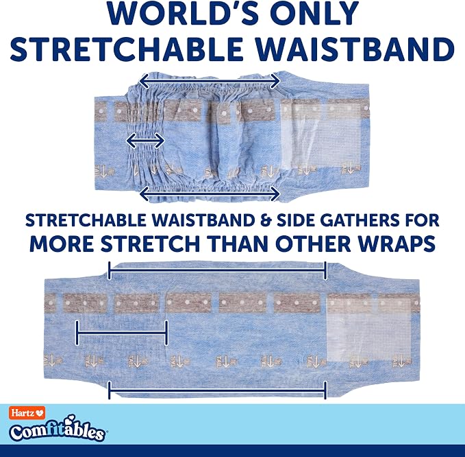 Hartz Comfitables Disposable Male Dog Wraps with Stretchy Waistband, Small 12 Count