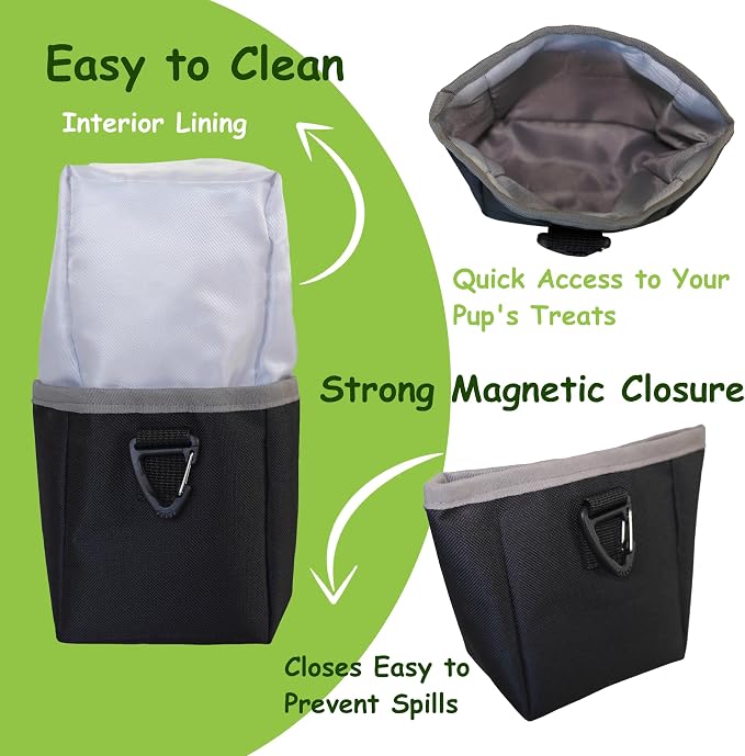 Dog Walking Fanny Pack with Removable Treat Pouch & 2 Retractable 300ml Water Bottle Holders, No Spill Magenetic Clasp - Hands-Free Pouches Training Waist Bag for Dog Owners, Poop Bag Dispenser