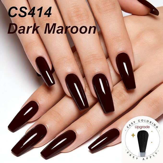 YTD Likomey Dark Maroon Red Gel Nail Polish,15ml Salon Home DIY Manicure and Pedicure Fall Winter UV Color Varnish,CS414