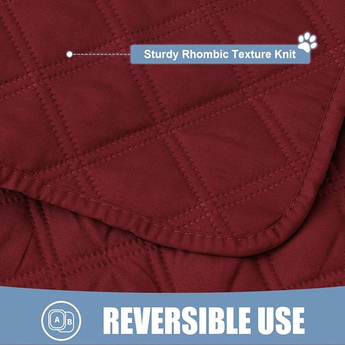 Smiry Waterproof Reversible Pet Couch Covers for Dogs | Pet Friendly, Soft Fabric, Washable Sofa Furniture Protector for Dogs Cat Kids, Checkered (40"x50", Wine Red/Wine Red)