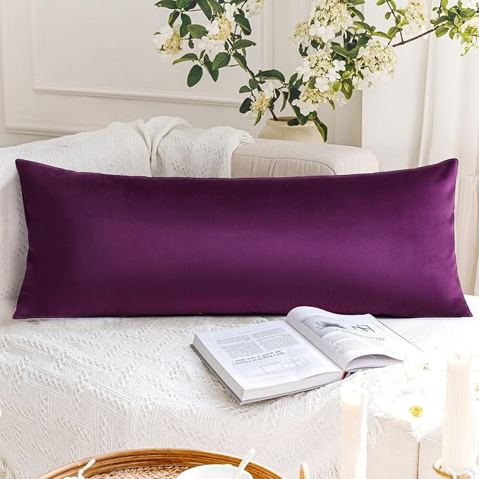 Artscope Luxury Velvet Lumbar Pillow Cover Super Soft Decorative Rectangle Throw Pillow Covers Case Cushion Covers for Sofa Couch Bedroom Car Decor 14x36 Inch Eggplant Purple