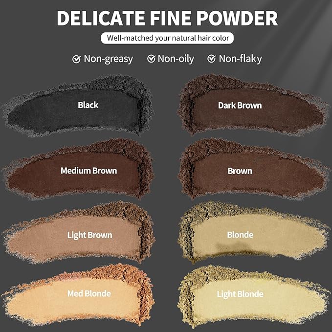 Hairline Powder 24H Stain-Proof, Root Touch Up Hair Color for Gray Coverage,Bald Spot Concealing Hair Shadow Powder for Women & Men,Natural-Looking (Brown)