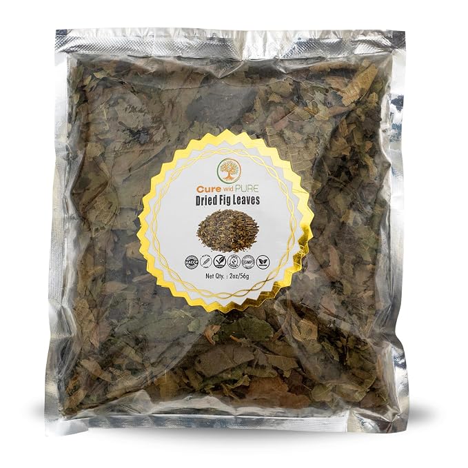 Cure Wid Pure – Certified Organic Fig Leaves 2oz – Non-GMO Hoja de Higo in Eco-Friendly Resealable Bag for Herbal Infusions – Antioxidant-Rich Fig Leaves Tea for Digestion,Circulation & Relaxation