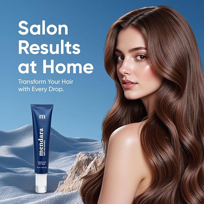 MENDARA Split End Mender Hair Serum – Helps Seal the Appearance of Split Ends, Smooth & Nourish Dry, Damaged Ends, Lightweight Leave-In Anti-Frizz Treatment with Flaxseed Extract & Keratin, 70 mL