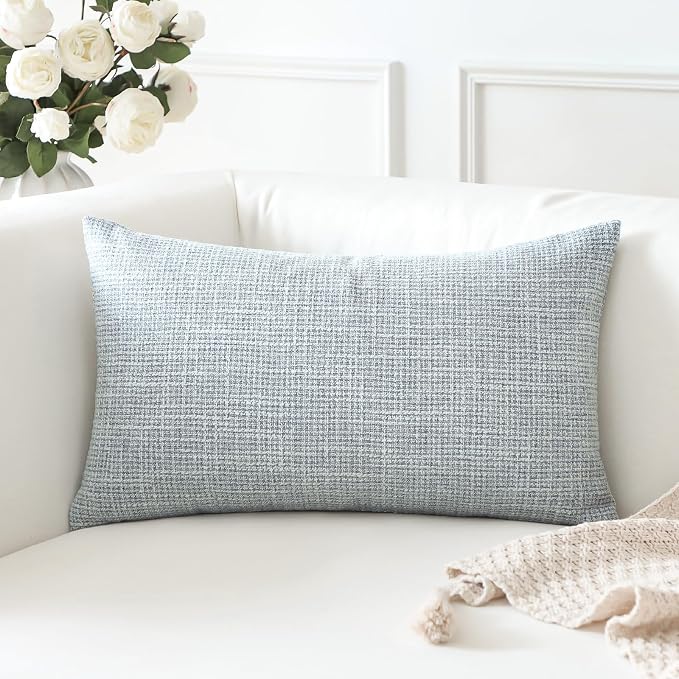 OTOSTAR Linen Throw Pillow Cover Set of 1 Decorative Lumbar Pillowcases Cushion Covers 12x20 Inch for Home Decor Sofa Bedroom Car 30 x 50CM Blue Grey