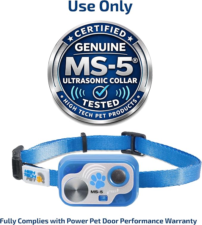 Genuine MS-5® Designer Cat Collar for Power Pet Automatic Door. Tested & Certified by High Tech Pet. Proven Reliable. Complies with Power Pet Door Performance Warranty, Waterproof (Blue, CAT)