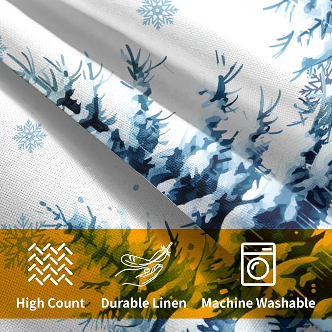 Kawani Winter Blue Trees Pillow Covers 18x18 Inches, Set of 2 Nature Snowy Pine Forest Seasonal Farmhouse Cotton Linen Pillow Cushion Case for Sofa Couch Outdoor Indoor Decorations