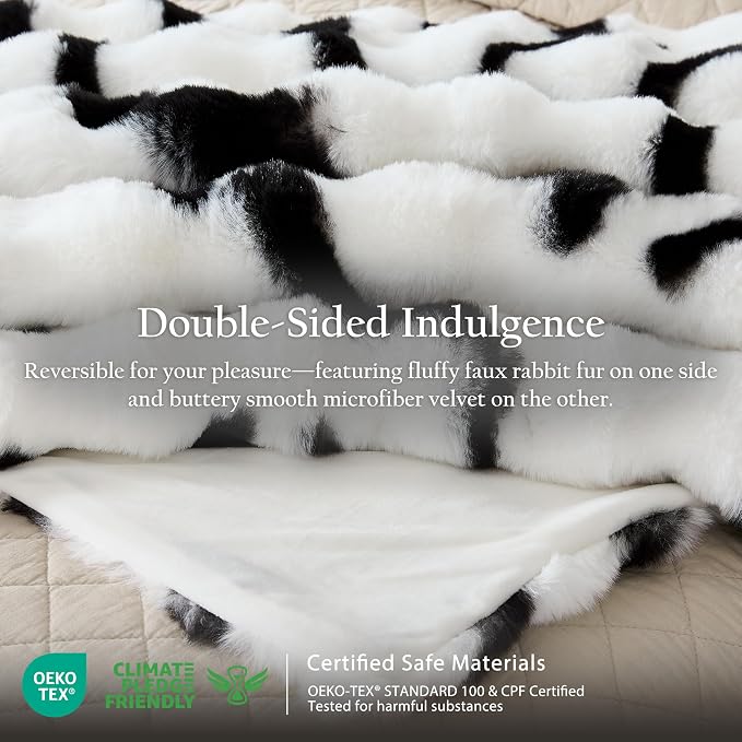 WDCOZY Zebra Animal Print Bubble Throw Blanket, Luxury Faux Rabbit Fur Mink Plush Throw for Couch, Sofa and Bed, Soft Fluffy Fuzzy Cozy Blanket for Women, Thick and Warm, 60x80 inches, 950 GSM