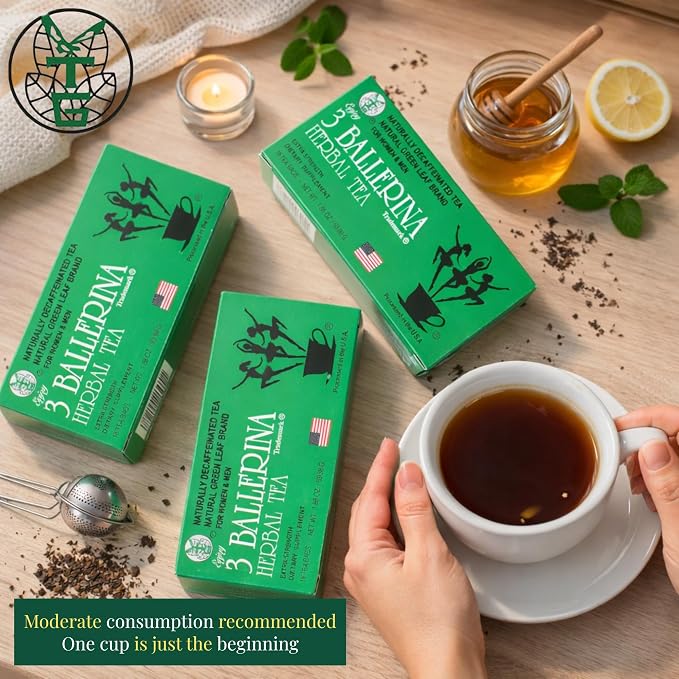 3 Ballerina Diet Tea Extra Strength – Caffeine-Free Herbal Tea Bags for Digestive Comfort – Pack of 4 (72Count)