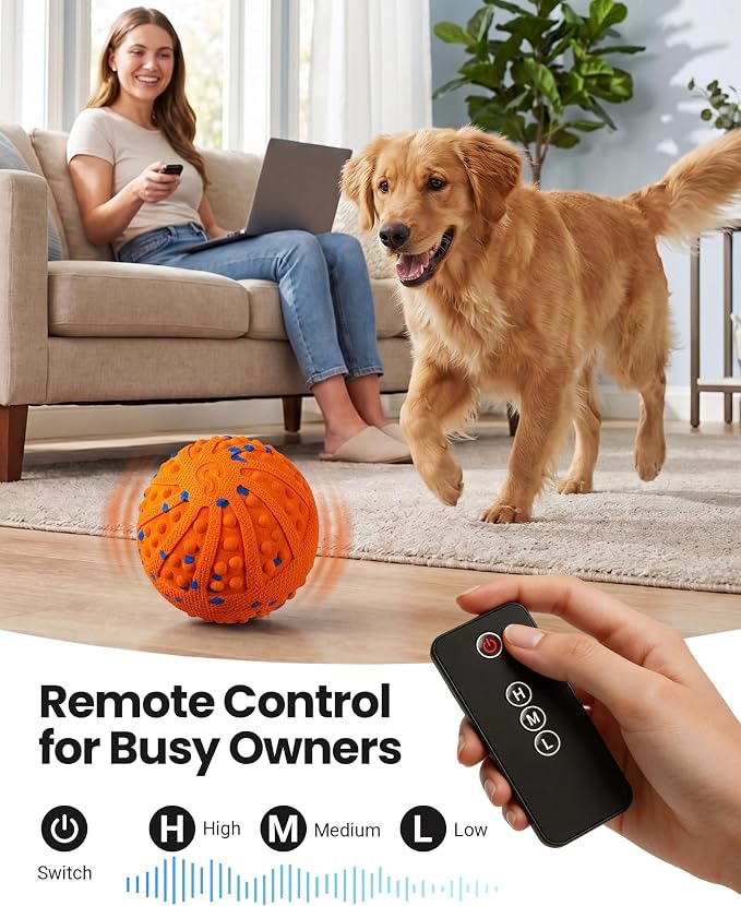 Interactive Dog Toys with Teeth-cleaning Texture, Remote Control, 3 Modes