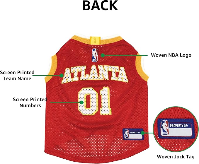 Pets First NBA Atlanta Hawks Dog Jersey, Small- Tank Top Basketball Pet Jersey