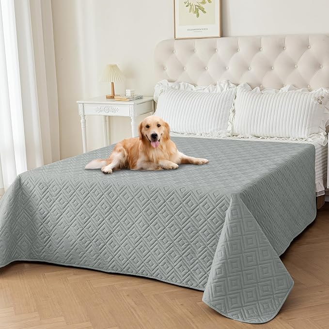 2026 Waterproof Dog Bed Blanket (82"x82") Comfy Couch Sofa Mat for Dog Pets with Anti-Slip Back, Universal Incontinence Lightweight Liner Pad for Furniture Car Picnic etc Durable Washable, Light Grey