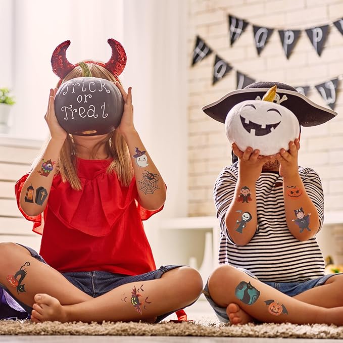 180PCS Halloween Temporary Tattoos for Kids - 60 Designs Waterproof Tattoo Stickers, Party Favor Trick or Treat Gift Supplies for Girls Boys