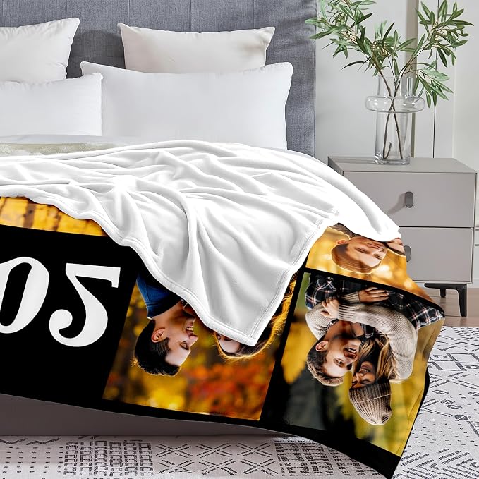 Yofair Ships Next Day, Custom Blanket with Picture Wedding Anniversary Valentines Day Gifts for Him Her Personalized Photo Blankets I Love You Couple Gift for Women Boyfriend Girlfriend Wife Husband