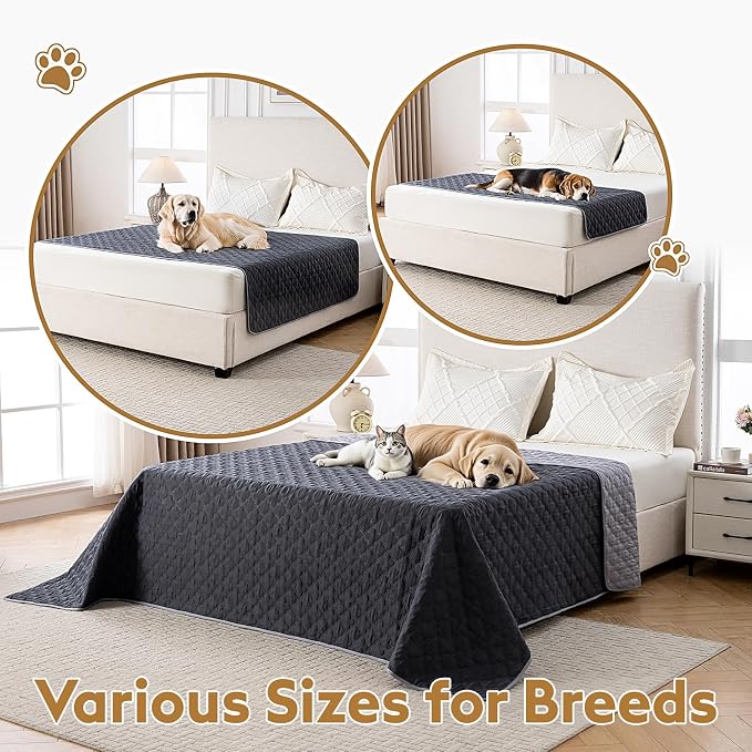 FunFurry Waterproof Dog Blanket, Couch Cover for Dogs Washable, Reversible Dog Bed Cover.(Dark＆Light Grey, 30 X 70 Inch - 1 Pack)