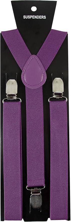 JEMYGINS Solid Color Mens Suspender with 3 Strong Clips Adjustable Braces