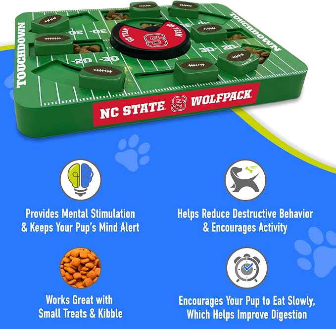Pets First NCAA NORTH CAROLINA STATE WOLFPACK LARGE PUZZLE TOY, Dog Puzzle Treat Toy, New Large Size, Interactive Dog Treat Toy, Dog Slow Feeding Toy