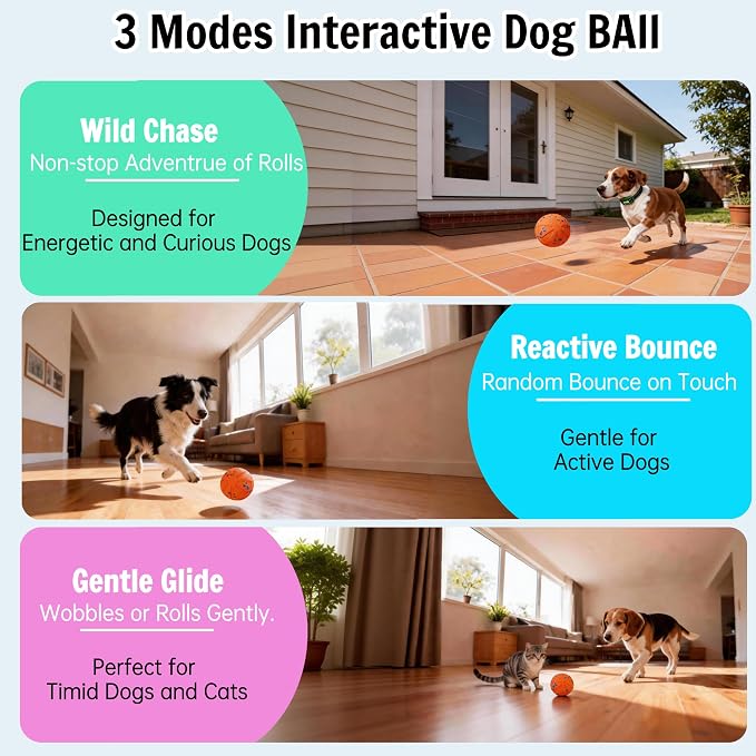 Self-Moving Rolling Dog Ball, Interactive Toy, Rechargeable