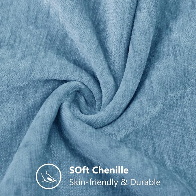 decorUhome Soft Chenille Grey Blue Throw Pillow Covers 16X16 Set of 2 | Decorative Fall Couch Pillow Covers Solid Dyed Accent Modern Farmhouse Neutral Square Pillow Cases for Sofa
