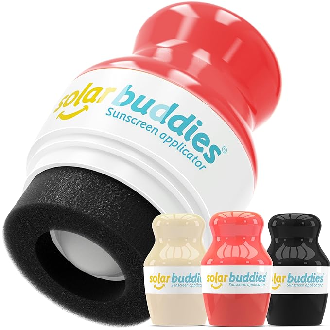 Solar Buddies Sunscreen Applicator - Nude, Red, Black - BPA-Free Refillable Roll on Sponge Sunscreen, Suncream & Lotion Applicator For Kids, Adults & Families - Holds 3.4fl oz, Perfect Travel Size