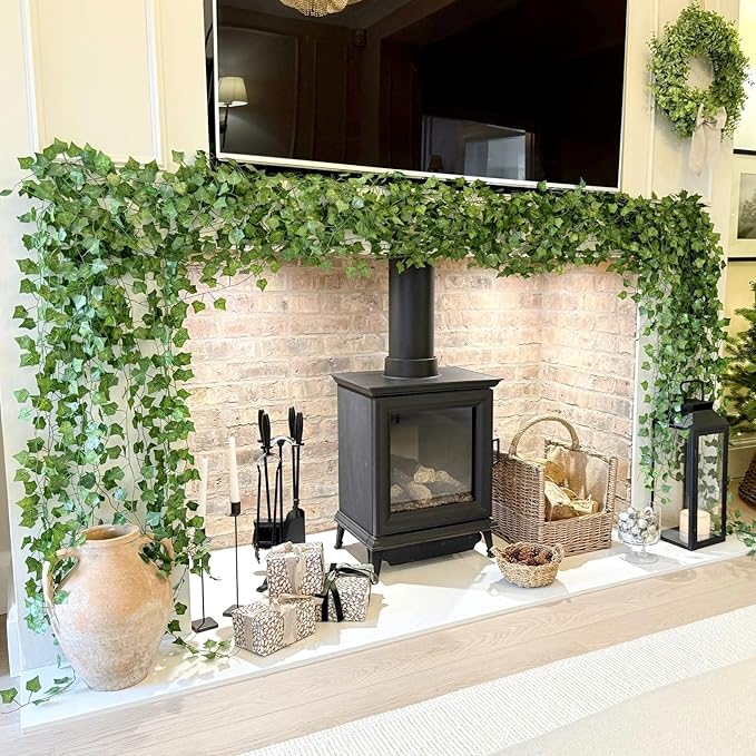 120Pack 840Ft Artificial Ivy Fake Vines,Ivy Garland Greenery Garland Fake Hanging Plants Vines Aesthetic Green Leaves for Bedroom Wedding Party Garden Wall Room Decor