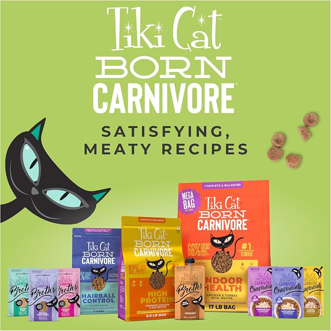 Tiki Cat Born Carnivore Dry Cat Food, Trout & Menhaden Fish Meal | Supports Healthy Weight and Immune System, Crunchy Kibble Texture, 66 Percent Animal Ingredients, Grain Free Recipe