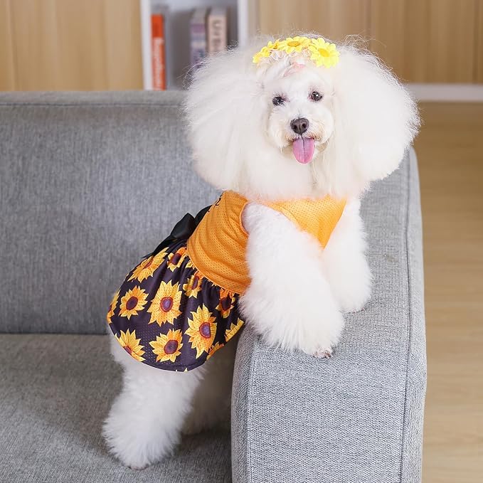 CuteBone Dog Mesh Dress Puppy Sundress Pet Outfit Summer Fashion for Small Dogs Girl Cat Clothes