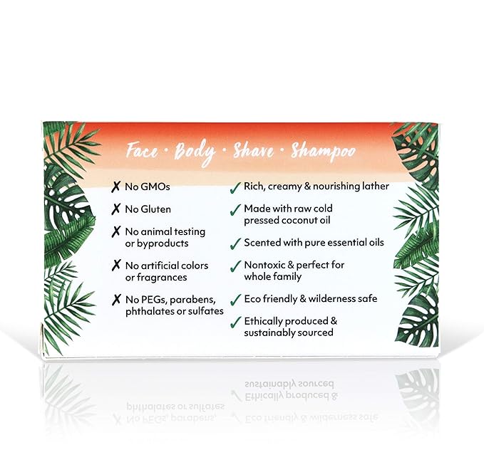 "Coco Fiji Soap Bar for Face and Body Infused With Organic Coconut Oil, Lemongrass Tangerine Essential Oil, Natural Soap for Moisturizing & Pore Purifying Skin, 7 oz, Pack Of 2 "