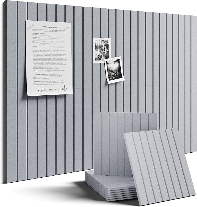 Fluxynara 36" x 24" Large Felt Bulletin Board, Soft Gray | 6 Pack Cork Board Alternative with 30 Safe Adhesive Tabs, Felt Pin Boards for Wall Decor, Home, Office, Classroom, Dorm