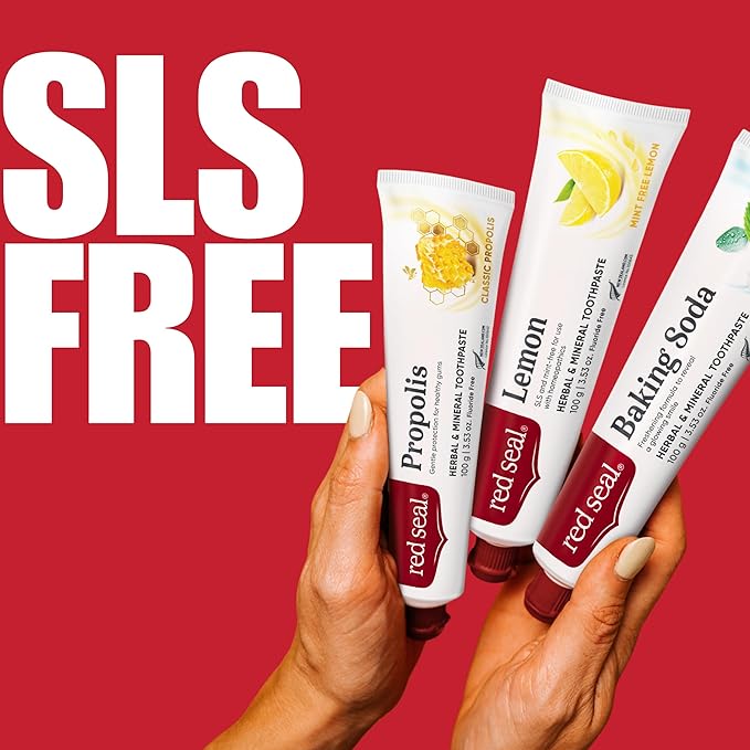 Red Seal Fluoride Free Lemon Toothpaste - Flavored Toothpaste with a Non Mint Taste - Vegan Friendly, Cruelty Free, No Artificial Colors or Flavors, NATRUE Certified Natural, SLS Free, 3.53 oz (2)