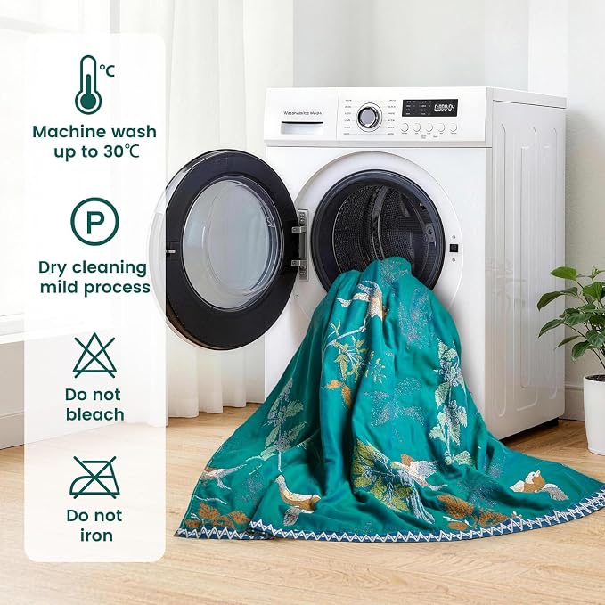 MSGKV Boho Throw Blanket 60"x80" Aviary Botanical Cotton Throw Blanket | Aviary Botanical Pattern, Muslin Throw, Reversible Woven, Lightweight Comfort, Twin Size Blanket, Decorative Home Accent