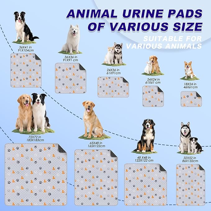 WanpeeGoo Washable Pee Pads for Dogs, Waterproof, 72 x 72 in, 1 Pack, Orng | Super Absorbent, Waterproof and Non-Slip; Washable, Reusable Dog Pads for Crates, Playpens, Floors, Furniture and Travel