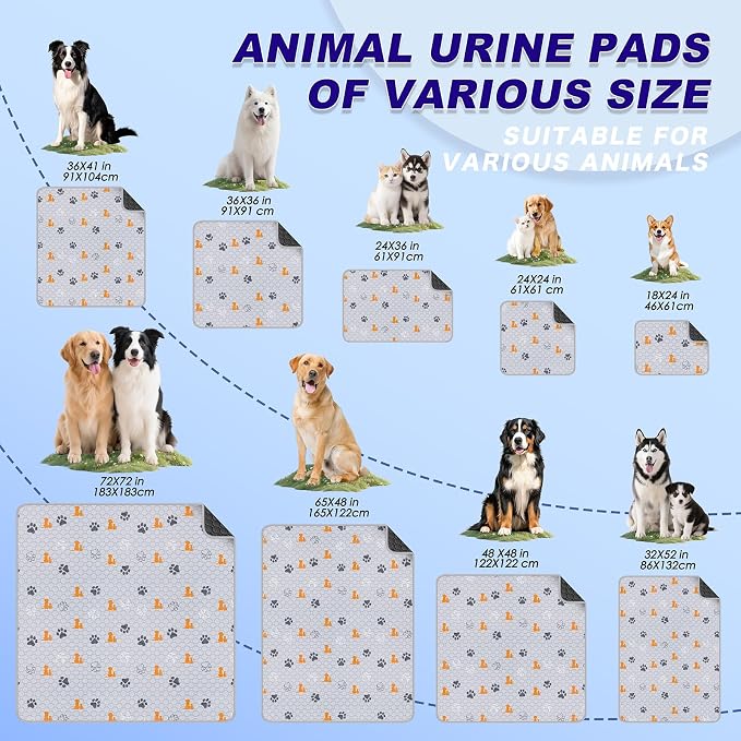 WanpeeGoo Washable Pee Pads for Dogs, Waterproof, 32 x 63 in, 2 Pack, Orng | Super Absorbent, Waterproof and Non-Slip; Washable, Reusable Dog Pads for Crates, Playpens, Floors, Furniture and Travel