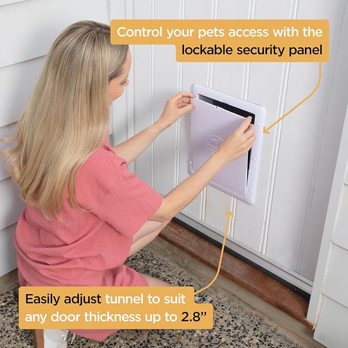 Hakuna Pets Essential Pet Door for Screens, Doors and Walls up to 2.17" Thick, for Dogs and Cats up to 11 lbs, Small, White