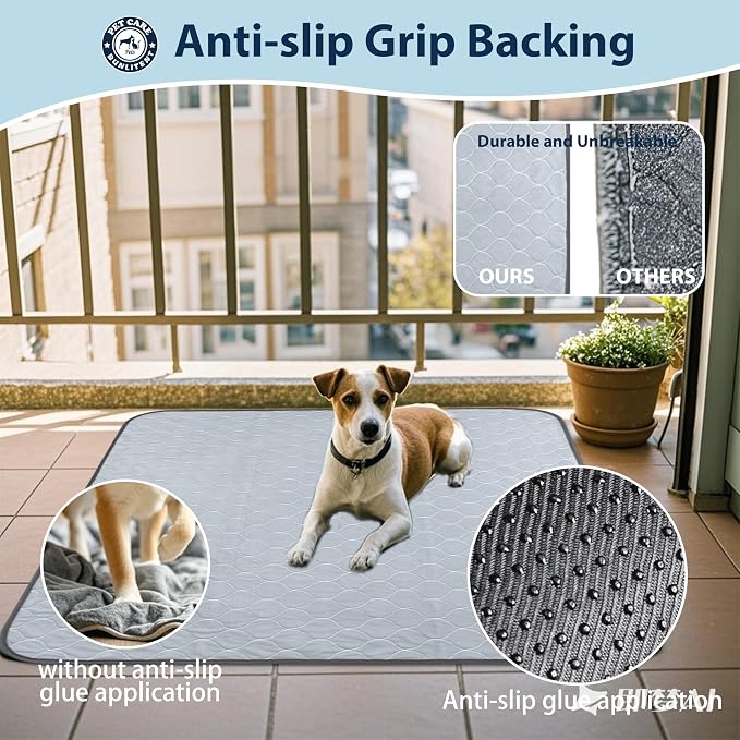 Washable Pee Pads for Dogs, Reusable Puppy Pads 48x65, 3 Pack, White Grey | Reusable, Fast Absorbent, Waterproof, Non-Slip, For Whelping, Training, Incontinence & Potty, For Dog Playpen, Crate, Car