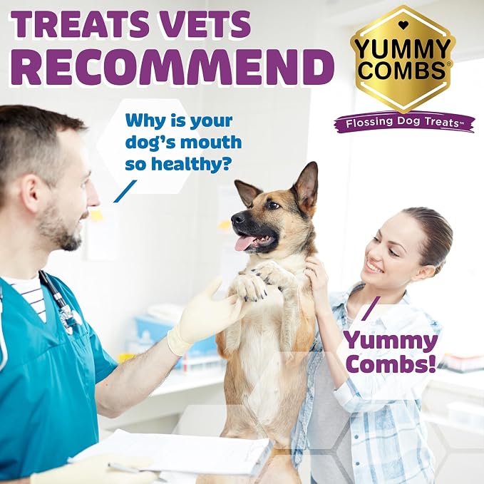 Yummy Combs Dog Dental Treats – Vet VOHC Approved – Delicious Chicken Protein – Removes Tartar with Cleaning Comb Shape – Dental Dog Treats for Small Dogs (24oz, 42 Count)