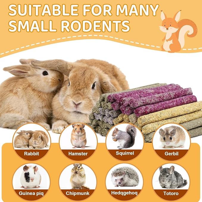 208Pcs Rabbit Chew Sticks, Guinea Pig Toys, Natural Timothy Hay Teeth Stick