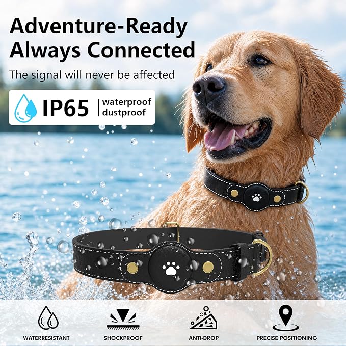 GPS Tracker for Dogs – Smart Dog Collar & Pet Tracker with Real-Time Location, No Monthly Fee, Unlimited Range (iOS & Android) – Fits Small to Large Dogs(Locator Included) (Black)