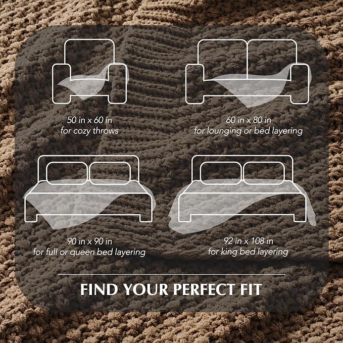 EVERGRACEHOME Chunky Chenille Knit Throw Blanket, 60 x 80, Camel Brown | Sculpted Moss Stitch, Chic Modern Farmhouse, All-Season Warmth, OEKO-TEX® Certified, Elegant Blanket for Couch, Bed, Sofa