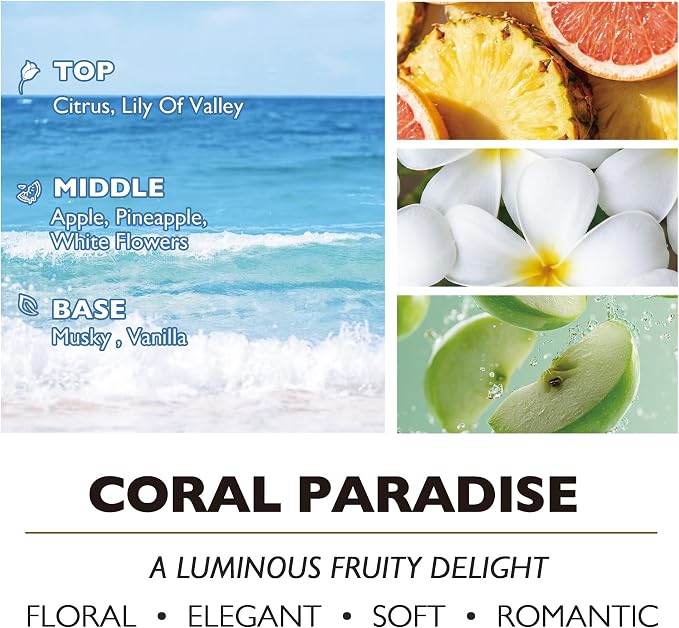 HomeLights Coral Paradise Scented Candles | 18oz Soy Candles Bohemian Natural Textures 4-Wick Large Candle Jars | Ideal Candle Gifts for Events, Home Decor Stress, Relief & Relaxation