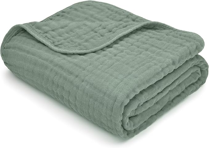 Comfy Cubs Muslin Baby Blanket 40" x 40" L - Swaddle Blankets Fern | Soft, Lightweight, 6-Layer Cotton Breathable Baby Blankets - Comfortable, Gentle & Versatile Cotton Baby Blankets for Sleep