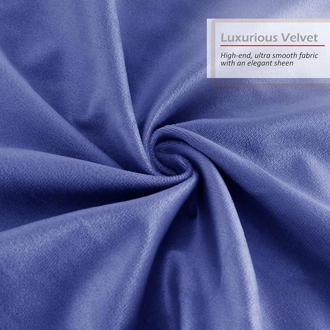 Throw Pillow Inserts Pack of 2 with Velvet Soft Solid Decorative Square Throw Pillow Covers Set for Sofa Couch Car Bedroom, 18X18 Throw Pillows Inserts with 16x16 Washable Cushion Covers, Calm Blue