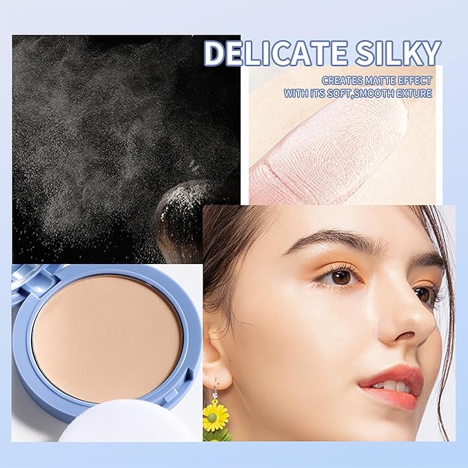 Face Powder, Setting Powder, Lasting Waterproof Oil Absorbing Pressed Powders Compact for Face (#05 SOFT HONEY)