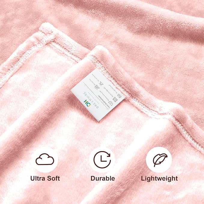 DREAMNINE Pack of 10 Fuzzy Soft Fleece Throw Blanket for Couch Sofa 50" x 60", Decorative Solid Lightweight Velvet Blankets for Chair, Cozy Accent Shaggy Plush Flannel Blanket for Bedroom, Pink