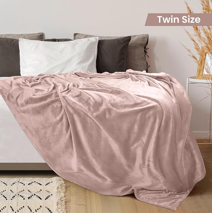 Utopia Bedding Soft Fleece Bed Blanket Twin Size Rose Pink (60x80 Inch) | Microfiber Plush Warm Lightweight Breathable Cozy Blanket Anti-Static, All Season Use, Gift for Women and Men